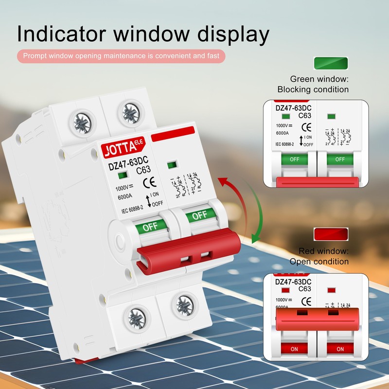 JOTTAELE DC Solar Panels Disconnect Switch,Miniature Circuit Breaker 2 Pole
