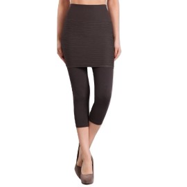 M. Rena Skirted Capri Seamless Leggings. One Size - One Size, Ribbed Dk Grey