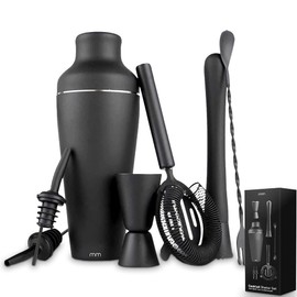 Mikamax - Cocktail Shaker Set - Cocktail Shaker - Cocktail Maker - Cocktail Set - Includes Recipe Book - Matte Black