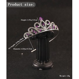 Yheahin Glitter Silver Crystal Princess Tiara Elegant Rhinestone Pearl Crown Wedding Prom Birthday Party Headdress Costume Hair Accessories for Girls (Purple-crystal)