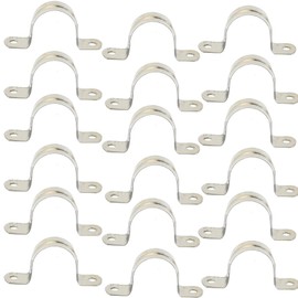 MACHSWON Pack of 20 Pipe Band Clamp 42 mm 304 Stainless Steel Pipe Clamps U-shaped Pipe Straps Saddle Clip Two Hole Pipe Band Tension Clips U Pipe Ring Hose Clamp