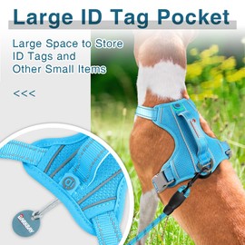 BARKBAY Dog Harness No Pull with ID Tag Pocket - Heavy Duty, Reflective, Easy Control for Large Dogs(Blue,M)