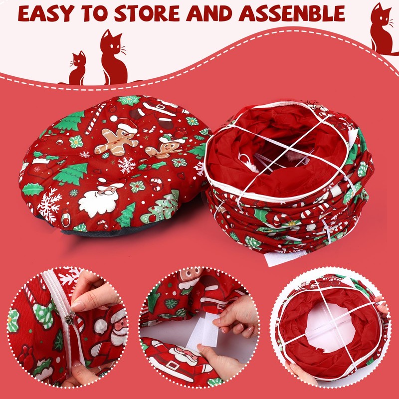 Cat Tunnel Christmas Tree Skirt Cat Donut Tunnel Bed,Gingerbread Man