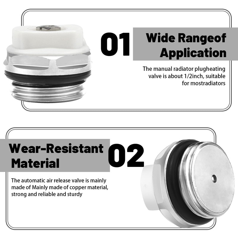 Radiator Bleed Valve with 3 Bleed Keys, Copper Bleed Valves,