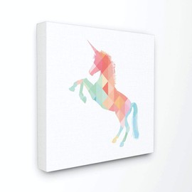 Stupell Home Décor Graphic Rainbow Unicorn Stretched Canvas Wall Art, 17 x 1.5 x 17, Proudly Made in USA