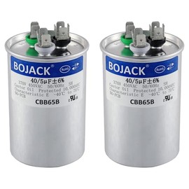 BOJACK 2 unidades de 40+5 uF 40/5 MFD ± 6% 370V/440 VAC CBB65 Dual Run Circular Start Capacitor para motor de CA o arranque de ventilador o condensador recto