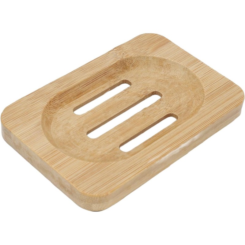 Kandid Eco-Friendly Bamboo Soap Dish with Drainage Slots - Natural
