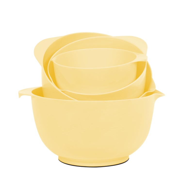 BoxedHome Yellow Mixing Bowl Set Plastic Salad Bowl Non-Slip Stackable