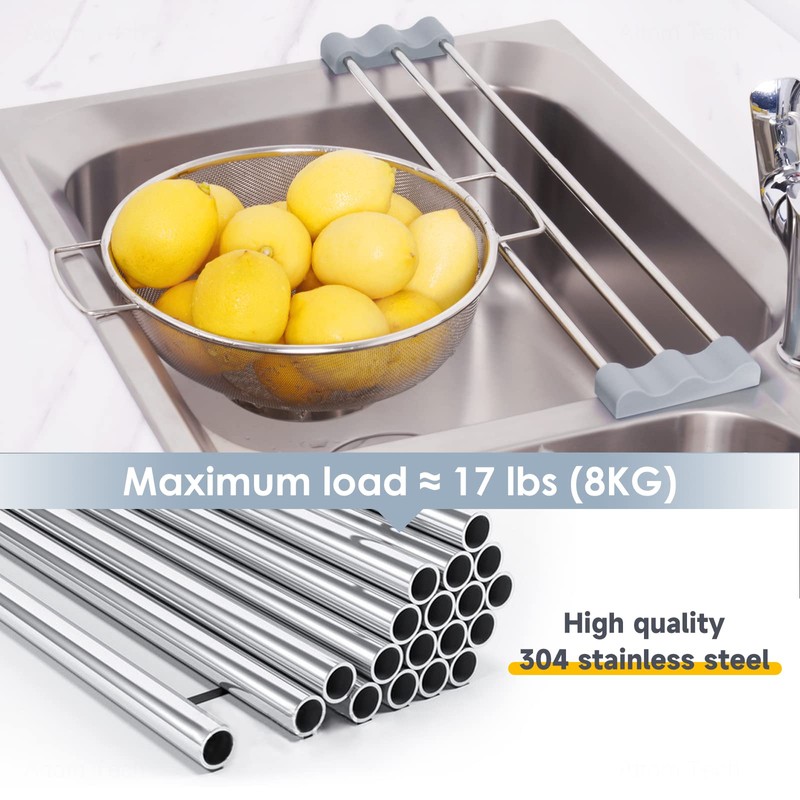 Tomorotec Adjustable Over-The-Sink Kitchen Rack for Dishcloths, Sponges, Bottles and