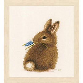 Lanarte PN-0175627 MB Rabbit Counted Cross Stitch Kit, Cotton, Multi-Colour, Approx. 16 x 21 cm / 6.4" x 8.4"