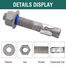 HROMIGRY 1" x 6" Concrete Anchors (5 Pack) 1 inch Wedge Anchors Bolts Hot Dip Galvanized