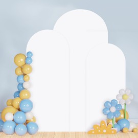 White Wedding Arch Cover Set of 3 (7.2FT, 6.6FT, 6FT) Arch Frame Covers Spandex Fitted Arch Backdrop Cover for Round Top Chiara Arch Backdrop Stands Cover for Wedding Shower Prom Birthday Party Decor