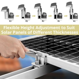 Anbte 10PCS Solar Panel End Clamp 30-45mm Adjustable, Z Brackets for Solar Panels Include 10 Screws M8, Aluminum Rail End Clamps for Solar Panel PV Mounting System, Silver