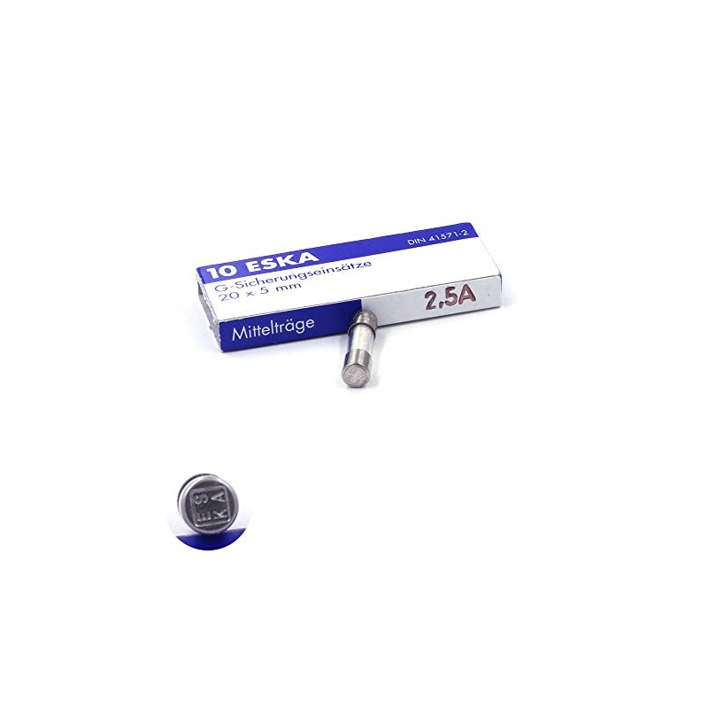 10 x Medium Glass Slow Blow Fuse (M) 2.5A /
