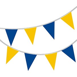 Happium 10m / 32 ft Solid Colour Bunting Flags Banner Pennant Party Decoration Garland (Blue, Yellow)