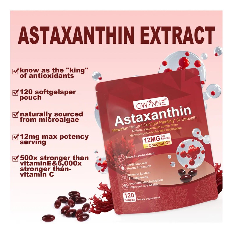 Gwynne Astaxantina 12mg 120 Cápsulas Blandas Antioxidante Antioxidant From Fresh