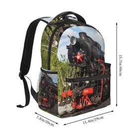 HKHEHOP Cool Retro Train Railway Backpack For School Laptop Bags Bookbag Big Casual Daypack For Student Girls Boys Kids Teens Travel Sports Work
