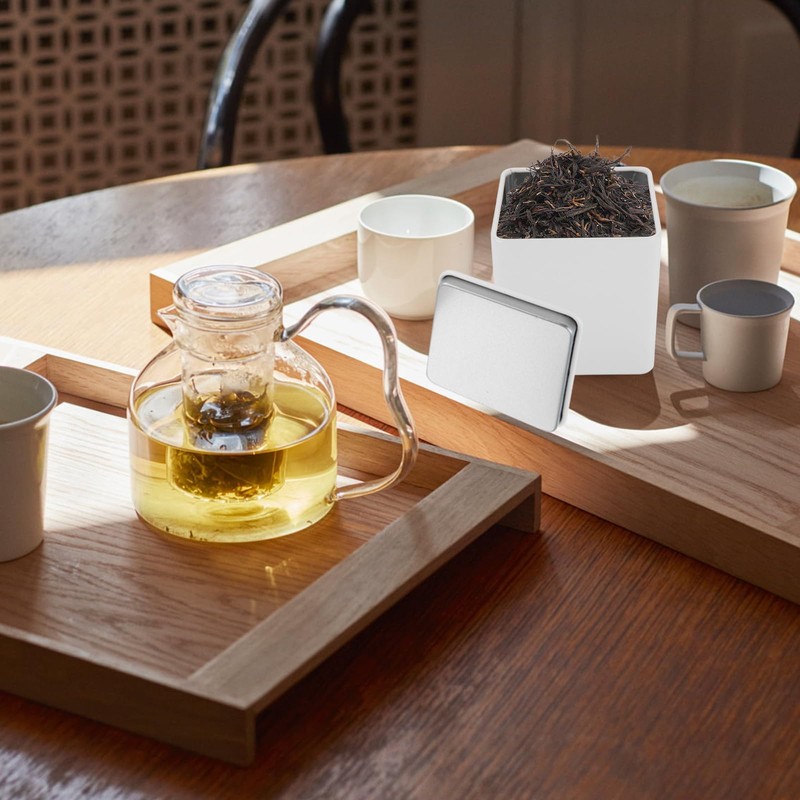 WOPPLXY 12 Pack Square White Metal Tins, Small Tea Tin