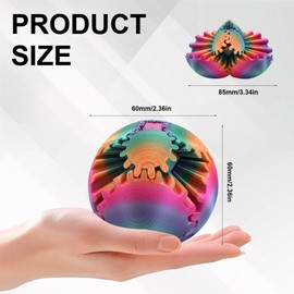 NCTNCX Gear Ball 3D Pack of 2 Gearsphere Rotating Gear Ball Gear Ball Stress Relief Desk Toy Anti Stress Toy (Shiny Rainbow)