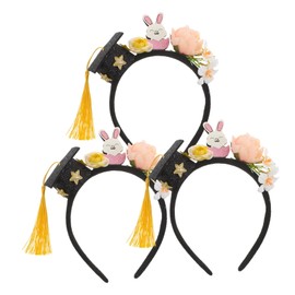 WOONEKY 3pcs Graduation Hat Headband Tiny Cap Hair Accessories for Kindergarten Preschool Ceremonies Lightweight Comfortable for Graduation Photos and Celebrations