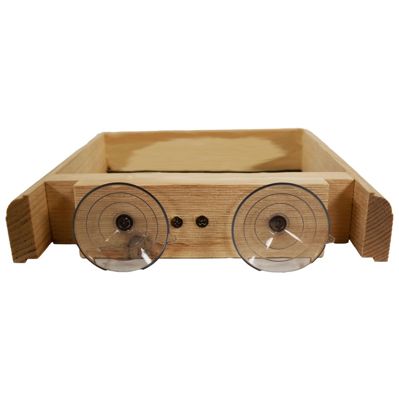 Wooden Mini Window Screen Bird Feeder – Handcrafted Eastern White