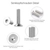 ORTAVA Pack of 20 M5 x 12 Countersunk Screws Flat