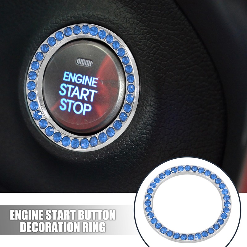 X AUTOHAUX 2pcs Car Start Stop Ring Rhinestone Push Start