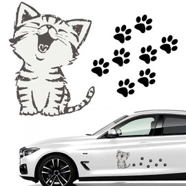 PAVIKE Car Sticker, Cute Cat Decal, Car Paw Seal, Reflective Sticker, Funny Sticker, Car Scratching Sticker, Easy to Install, Waterproof, Car Sticker, Car Motorbike, Wall Decoration, DIY Decoration