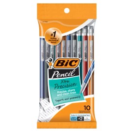 BIC Xtra-Precision Mechanical Pencils with Erasers, Fine Point (0.5mm), 10-Count