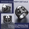 Bandmax Men's Skull Ring - Black Stainless Steel Flame Skull
