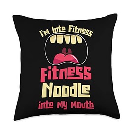 Health Enthusiast Food Lover, Fitness Noodle Into My Mouth Throw Pillow, 18x18, Multicolor