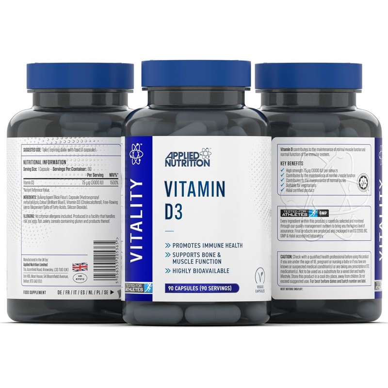 Applied Nutrition Vitamin D3 3000 IU | 75µg High Strength