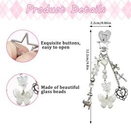 JINGSEN Charm Chains for Kindle,Cute E-Reader Phone Charm Bracelets Accessories Gift for Reader Booklovers Women,Charms Compatible for Kindle,E-Reader,Phone(White)