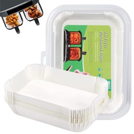 Air Fryer Liners,Air Fryer Disposable Paper Liner for Ninja Dual , 100pcs Air Fryer Liners, Airfryer Parchment Liners rectangle for Ninja DZ201, Ninja Foodi Dual Air Fryer Accessories Baking Paper (rectangle-White-100pcs)