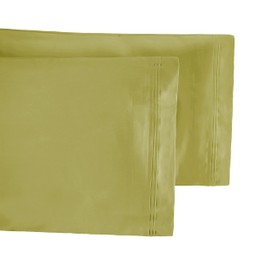 Superior Egyptian Cotton Solid Pillowcases, Standard, Olive Green, 2-Piece Set