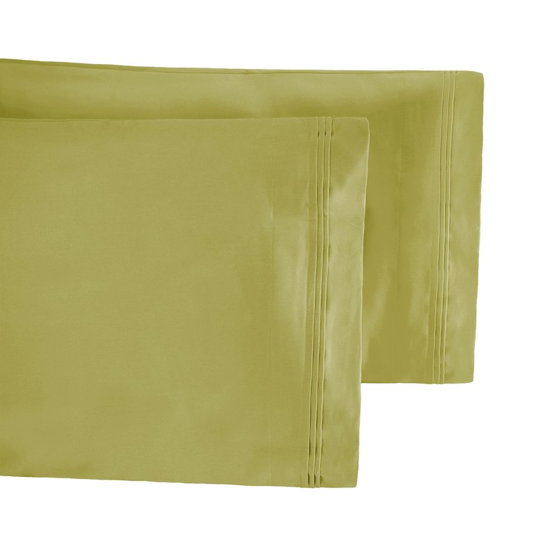Superior Egyptian Cotton Solid Pillowcases, Standard, Olive Green, 2-Piece Set