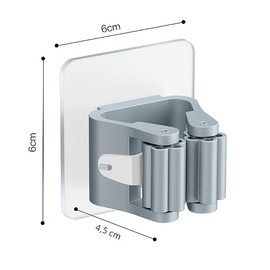 V&J 5 Pack Grey Broom Mop Wall Mount Adjustable Hanging Broom Mop Hooks No Drilling Hooks for Garage Kitchen Bathroom and Storage Rooms