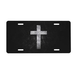KOSUES Vintage Jesus Cross Aluminum License Plate 6 x 12 Inch Metal Car Front License Plate Cover Car Decor Accessory Novelty Vanity Decoration Tag with 4 Holes Gift for Men Women
