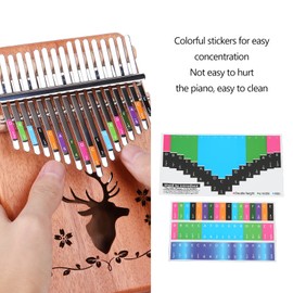 Kalimba Sticker, Colorful Scale Sticker Thumb Piano Keyboard Stickers Musical Note Decoration Sign for Beginner Removable (17 Tone Thumb Piano Universal)