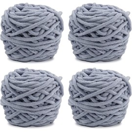 4 x 100g Knitting Wool Yarn Solid Color Knitting Yarn for Crochet for Yarn Projects Making DIY Crafts Scarves Hats Handmade Bags Blankets Sweaters (Light Grey)