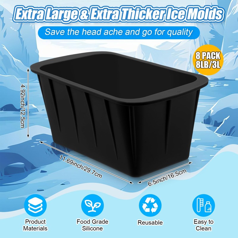 Tioncy 8 Pcs Extra Large Ice Block Molds 8 lb