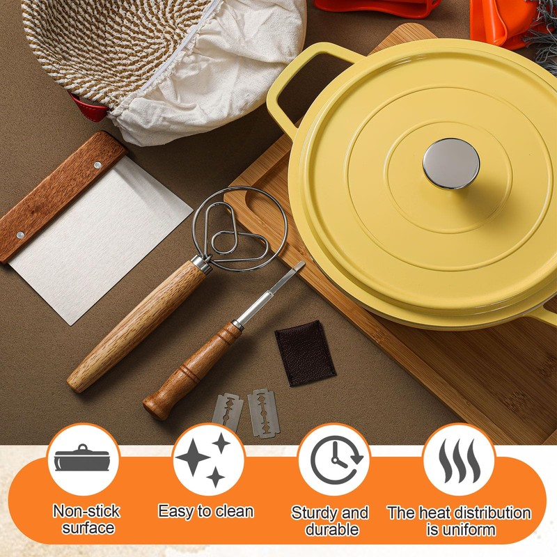 Honeydak 7 Pack Sourdough Bread Baking Supplies Kit Includes Dutch