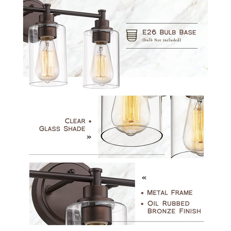 FEMILA 3-Light Vanity Light,Farmhouse Bathroom Light Fixtures,Metal Wall Sconce with