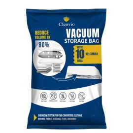 Clenvio Vacuum Storage Bags 10 Combo, (10 Small) Space Saver Bags without Travel Hand Pump, Compression Airtight Sealer Bags for Clothes, Bedding, Pillows, Comforters, Blankets