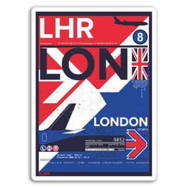 2 x 10cm London LHR Airport Vinyl Stickers - UK Travel Sticker Luggage #17741 (10cm Tall)