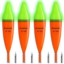 THKFISH LED Light Float, 4 Pieces Fishing Floats Set for Night Fishing, Swimmer Fishing for Saltwater and Freshwater, Trout Floats, Pike Float, Fishing Floats for Crappie, Zande, 5.5/7.8/10.4 cm