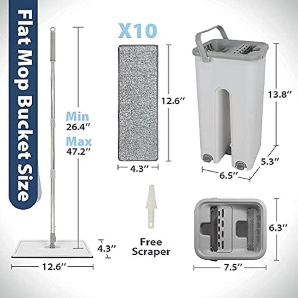 Heavy Quality Floor Mop with Bucket, Flexible Kitchen Tap Flat