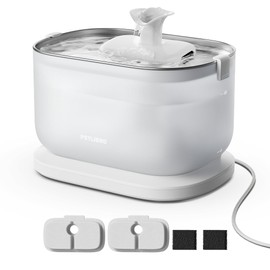 PETLIBRO Cat Water Fountain, Cat Fountain Indoor Stainless Steel Tray, 2.5L/84oz Wireless Pump Pet Water Fountain, Cat Water Dispenser with Two Flow Modes, Pet Fountain for Drinking Easy Clean