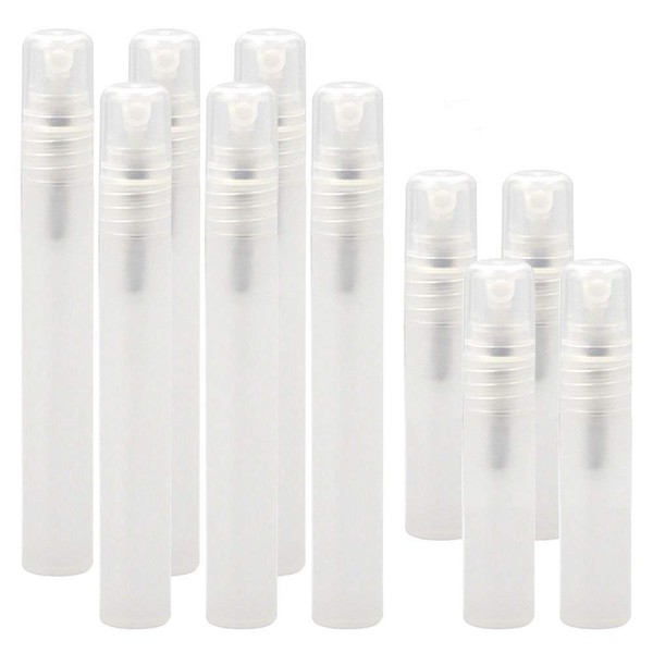 [10Pcs/Pack]Frosted Plastic Tube Empty Refillable Perfume Bottles Spray for Travel and Gift,Mini Portable pen (10Pcs/Pack,10ml x 6Pcs + 5ml x 4Pcs)