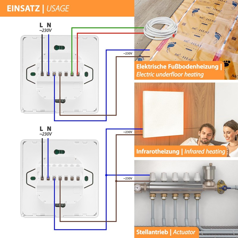 Mi-Heat M2 Room Thermostat WLAN White - Alexa Tuya Smart